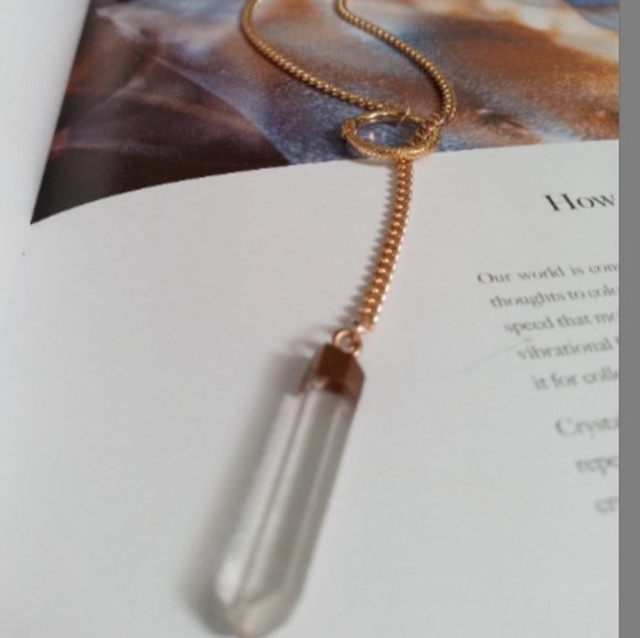 Gold Filled Snake & Clear Quartz Pendant Necklace - Picture 2 of 3